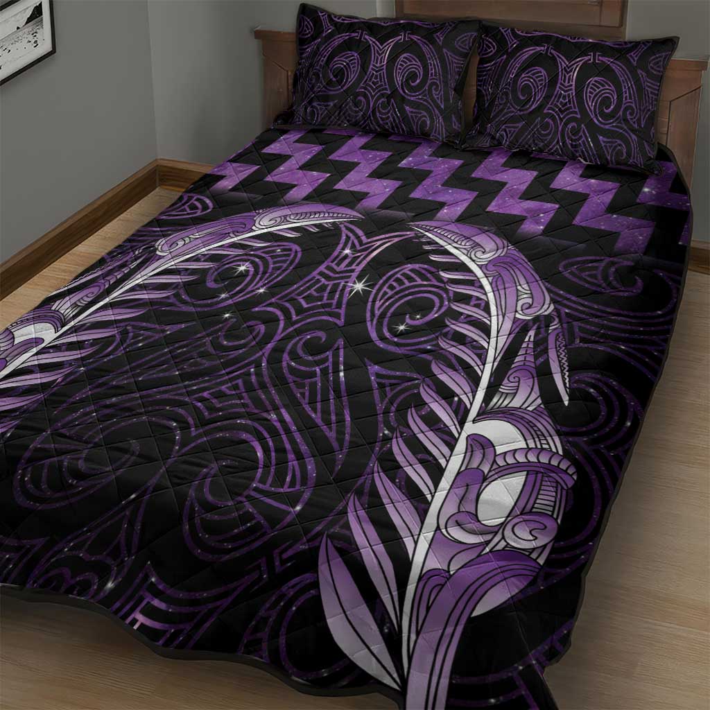 Purple Matariki New Zealand Quilt Bed Set Maori Poutama Galaxy Vibes LT14 - Polynesian Pride