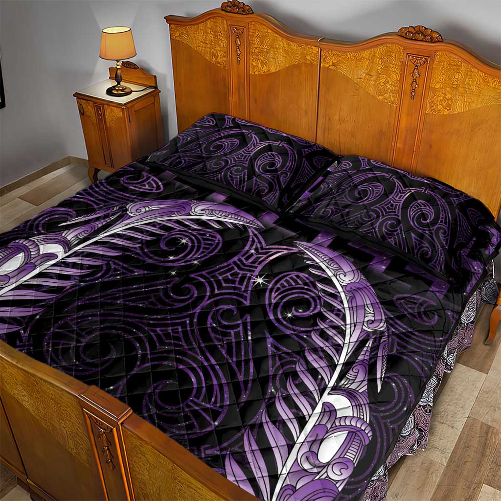 Purple Matariki New Zealand Quilt Bed Set Maori Poutama Galaxy Vibes LT14 - Polynesian Pride