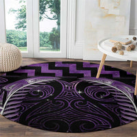 Purple Matariki New Zealand Round Carpet Maori Poutama Galaxy Vibes LT14 - Polynesian Pride