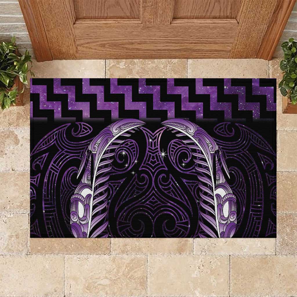 Purple Matariki New Zealand Rubber Doormat Maori Poutama Galaxy Vibes LT14 Purple - Polynesian Pride