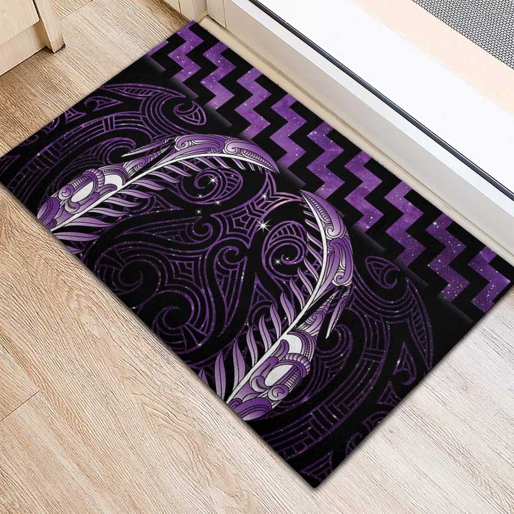 Purple Matariki New Zealand Rubber Doormat Maori Poutama Galaxy Vibes LT14 - Polynesian Pride