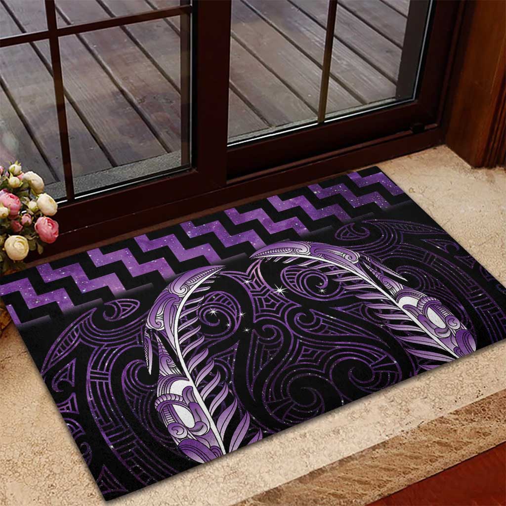 Purple Matariki New Zealand Rubber Doormat Maori Poutama Galaxy Vibes LT14 - Polynesian Pride