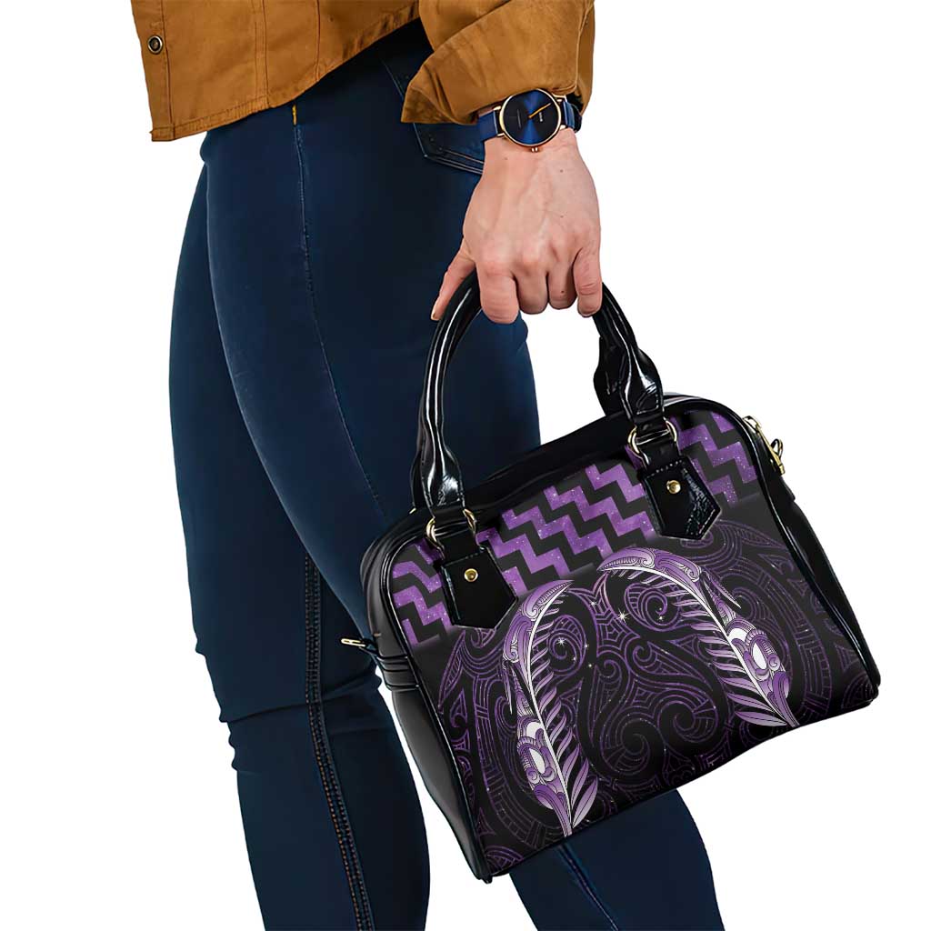 Purple Matariki New Zealand Shoulder Handbag Maori Poutama Galaxy Vibes LT14 - Polynesian Pride