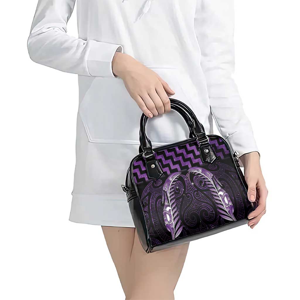 Purple Matariki New Zealand Shoulder Handbag Maori Poutama Galaxy Vibes LT14 - Polynesian Pride