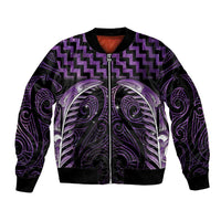 Purple Matariki New Zealand Sleeve Zip Bomber Jacket Maori Poutama Galaxy Vibes LT14 Unisex Purple - Polynesian Pride
