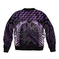 Purple Matariki New Zealand Sleeve Zip Bomber Jacket Maori Poutama Galaxy Vibes LT14 - Polynesian Pride