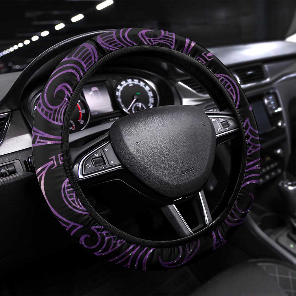 Purple Matariki New Zealand Steering Wheel Cover Maori Poutama Galaxy Vibes
