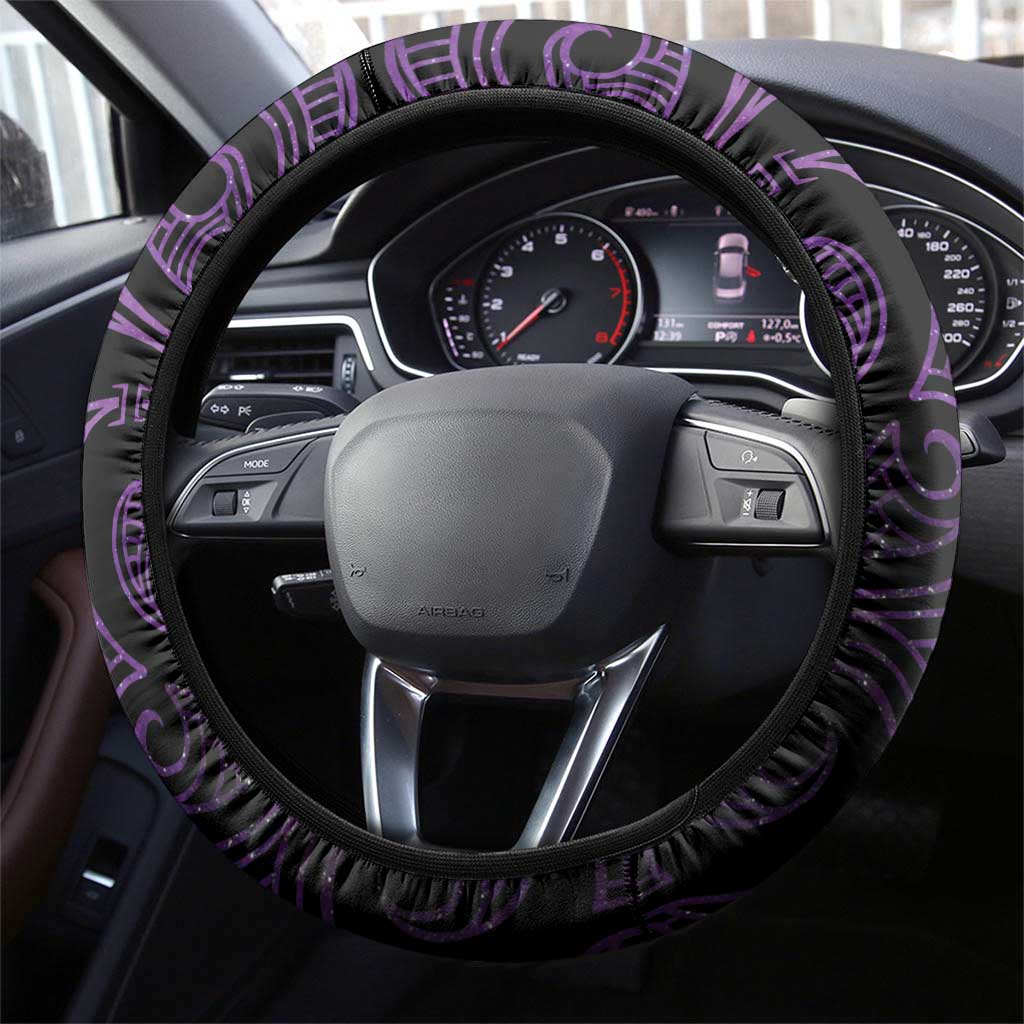 Purple Matariki New Zealand Steering Wheel Cover Maori Poutama Galaxy Vibes LT14 - Polynesian Pride