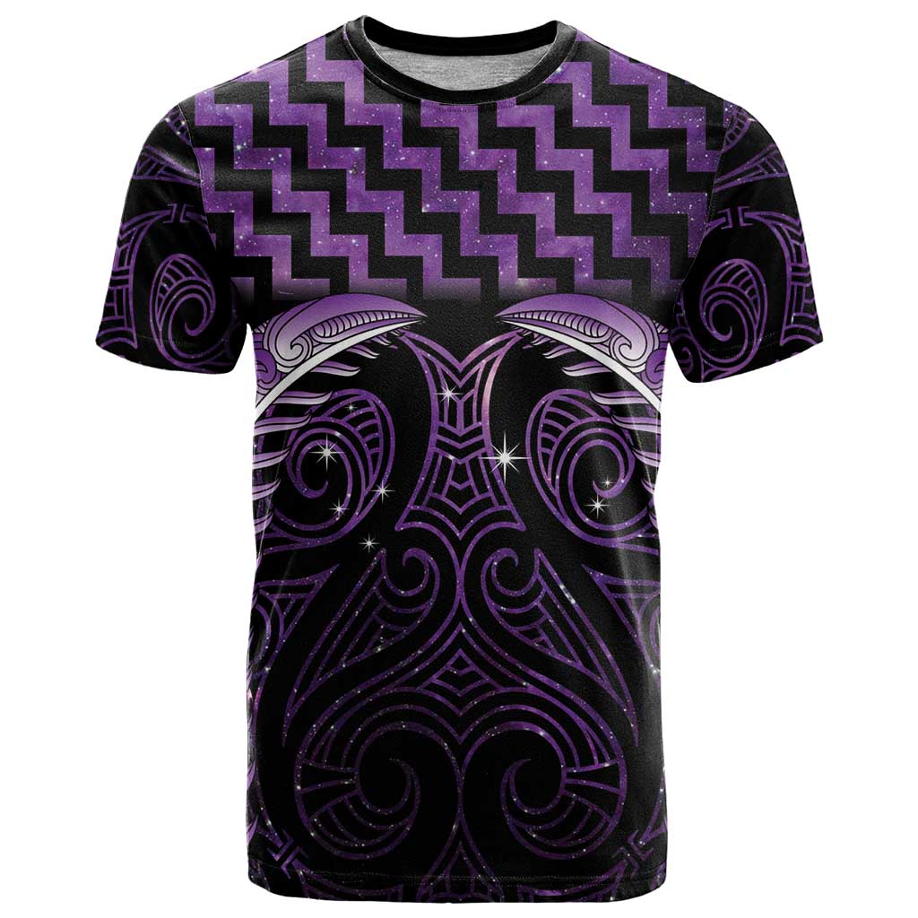Purple Matariki New Zealand T Shirt Maori Poutama Galaxy Vibes