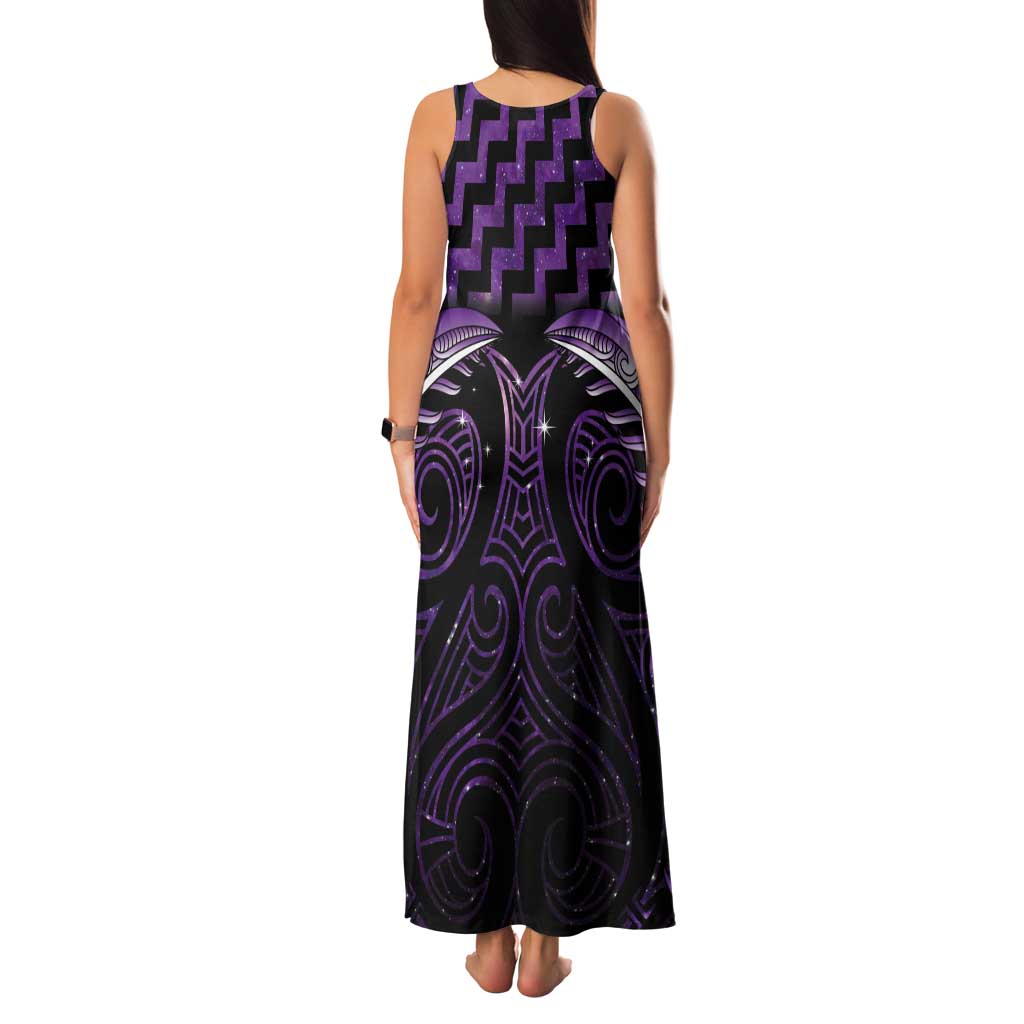Purple Matariki New Zealand Tank Maxi Dress Maori Poutama Galaxy Vibes