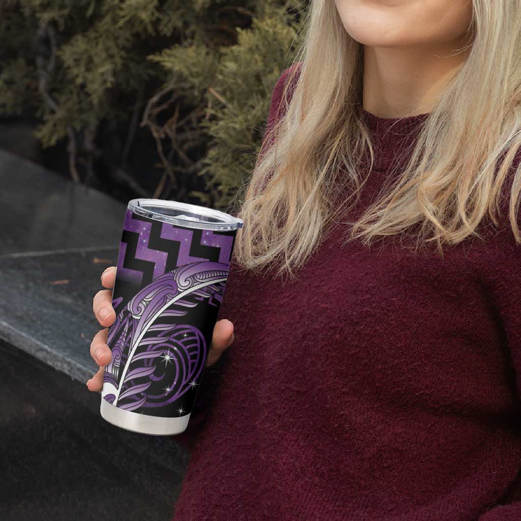 Purple Matariki New Zealand Tumbler Cup Maori Poutama Galaxy Vibes LT14 - Polynesian Pride