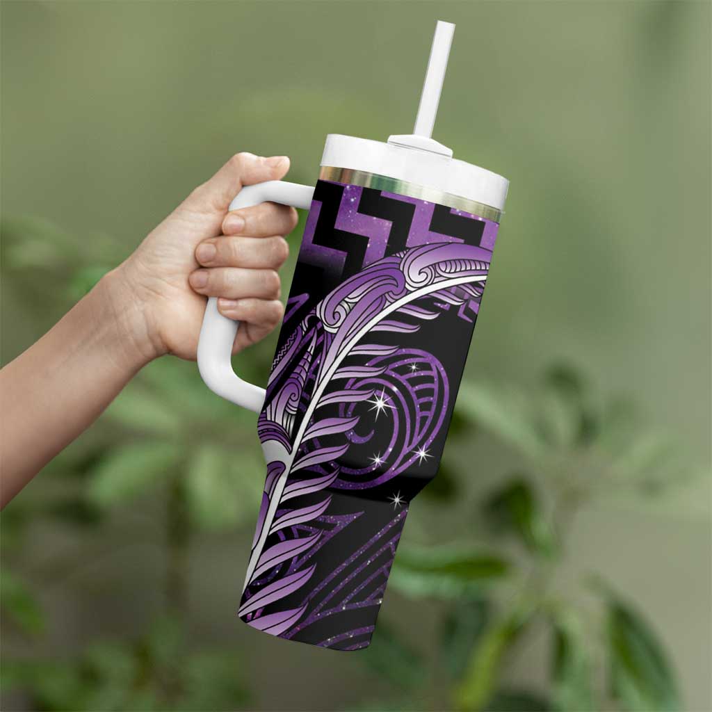 Purple Matariki New Zealand Tumbler With Handle Maori Poutama Galaxy Vibes LT14 - Polynesian Pride