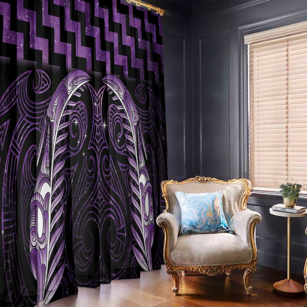 Purple Matariki New Zealand Window Curtain Maori Poutama Galaxy Vibes LT14 - Polynesian Pride