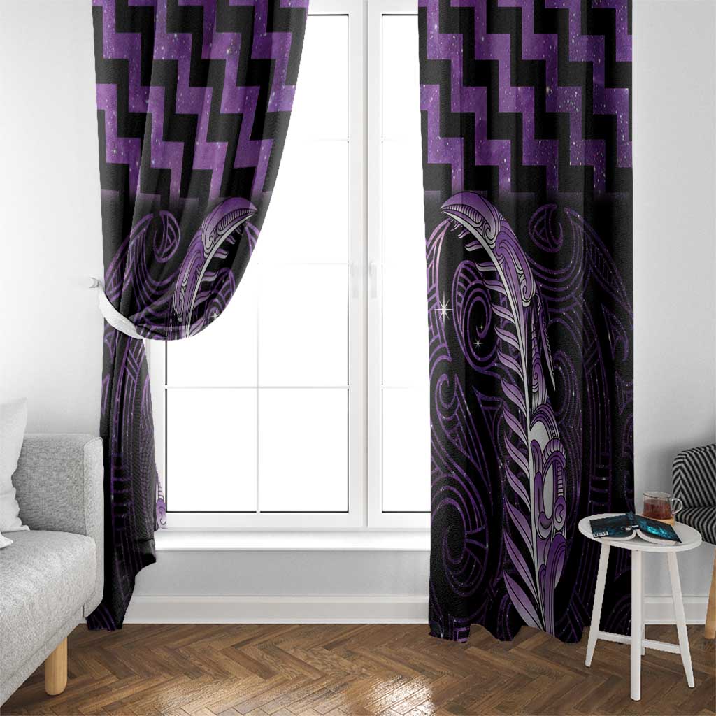 Purple Matariki New Zealand Window Curtain Maori Poutama Galaxy Vibes LT14 - Polynesian Pride