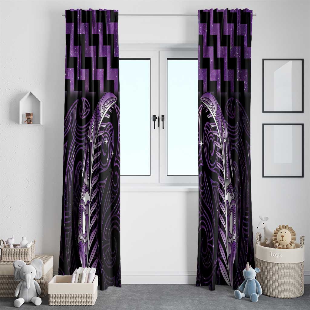 Purple Matariki New Zealand Window Curtain Maori Poutama Galaxy Vibes LT14 - Polynesian Pride