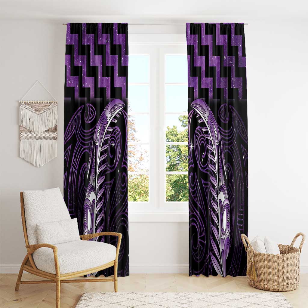 Purple Matariki New Zealand Window Curtain Maori Poutama Galaxy Vibes LT14 - Polynesian Pride