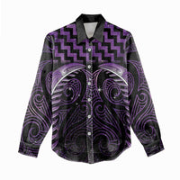 Purple Matariki New Zealand Women Casual Shirt Maori Poutama Galaxy Vibes