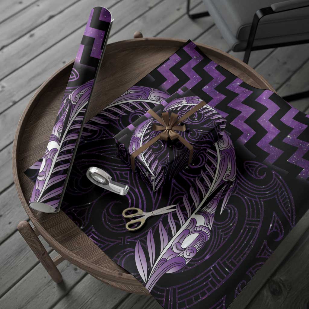 Purple Matariki New Zealand Wrapping Paper Maori Poutama Galaxy Vibes - Polynesian Pride