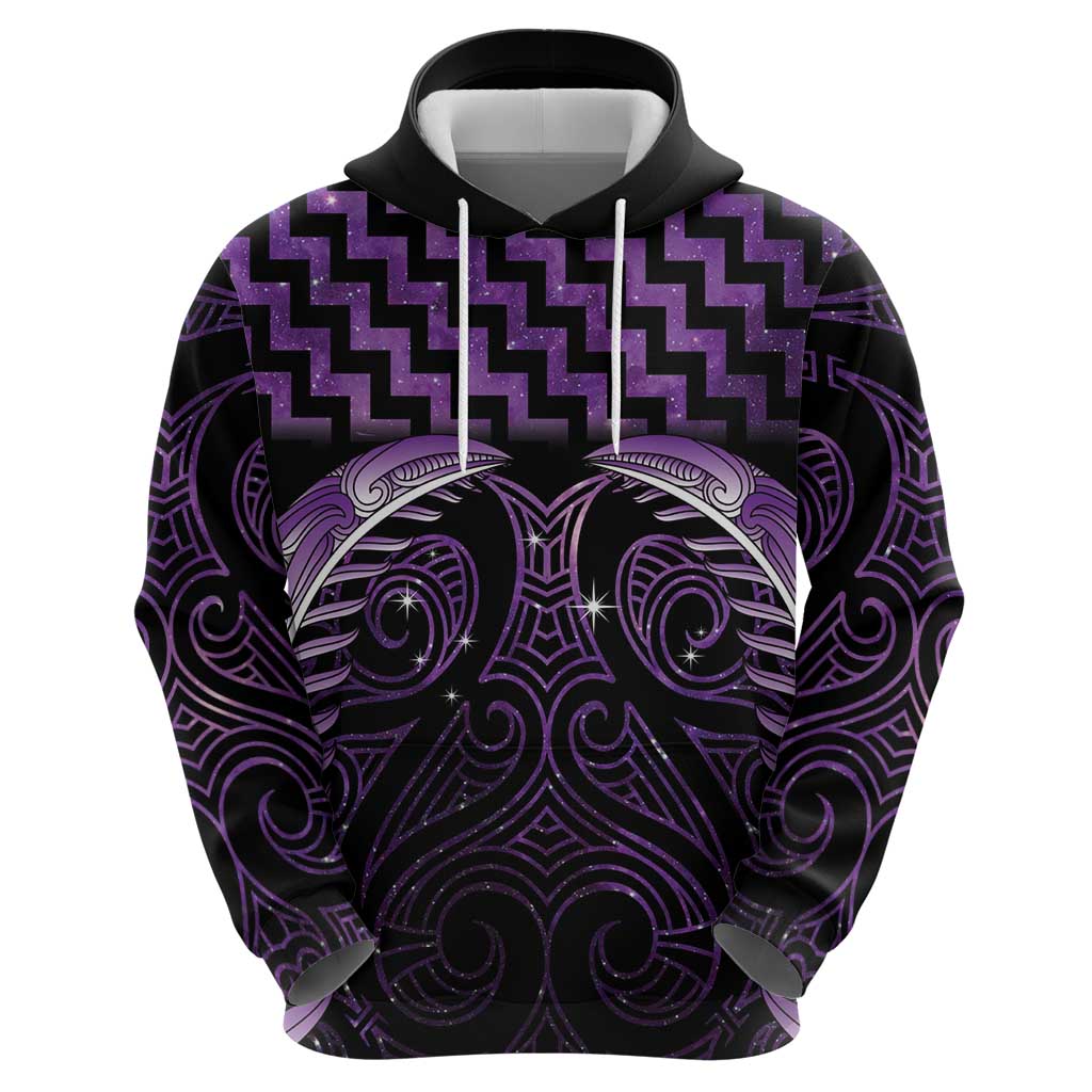 Purple Matariki New Zealand Zip Hoodie Maori Poutama Galaxy Vibes LT14 - Polynesian Pride