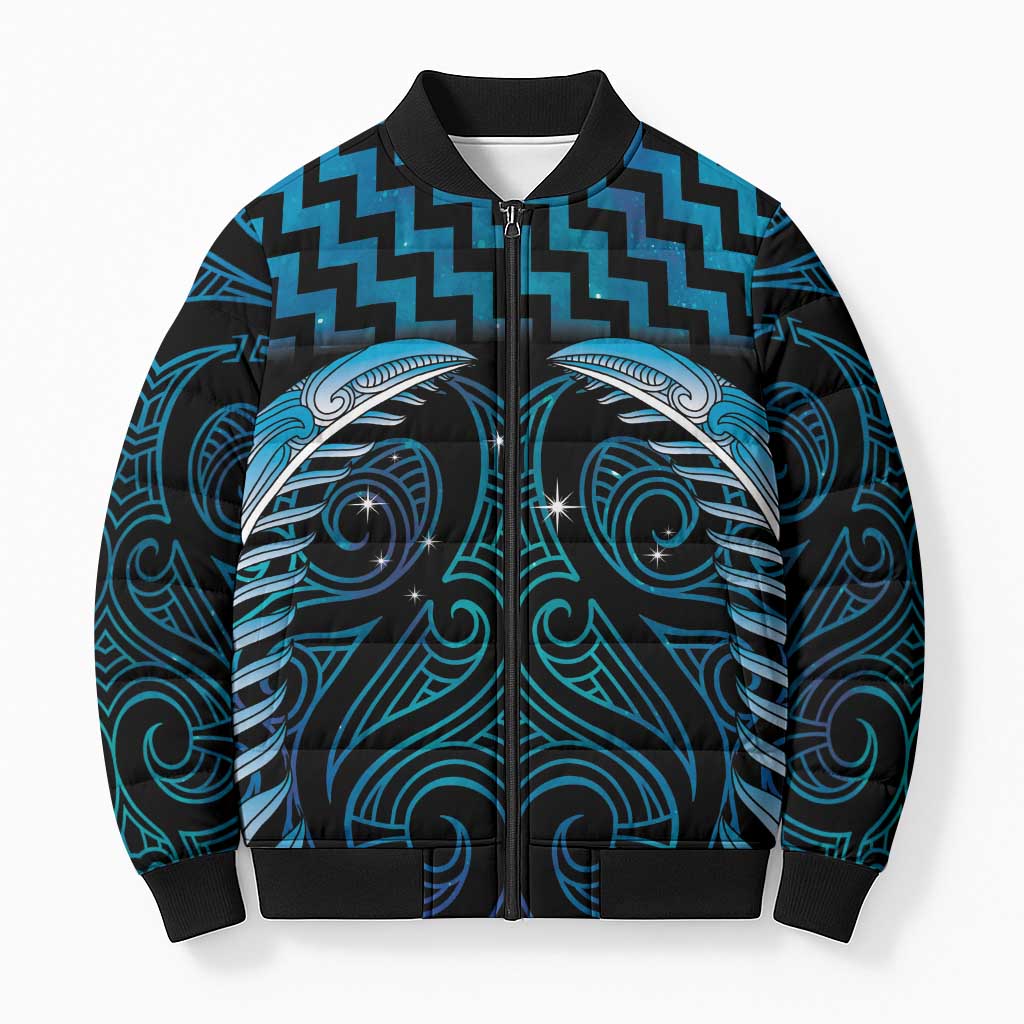 Blue Matariki New Zealand Bomber Puffer Jacket Maori Poutama Galaxy Vibes - Polynesian Pride