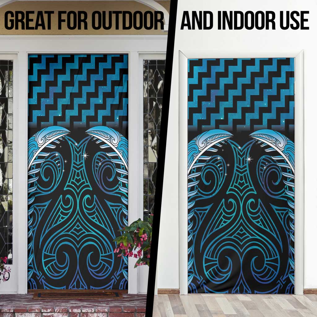 Blue Matariki New Zealand Door Cover Maori Poutama Galaxy Vibes - Polynesian Pride