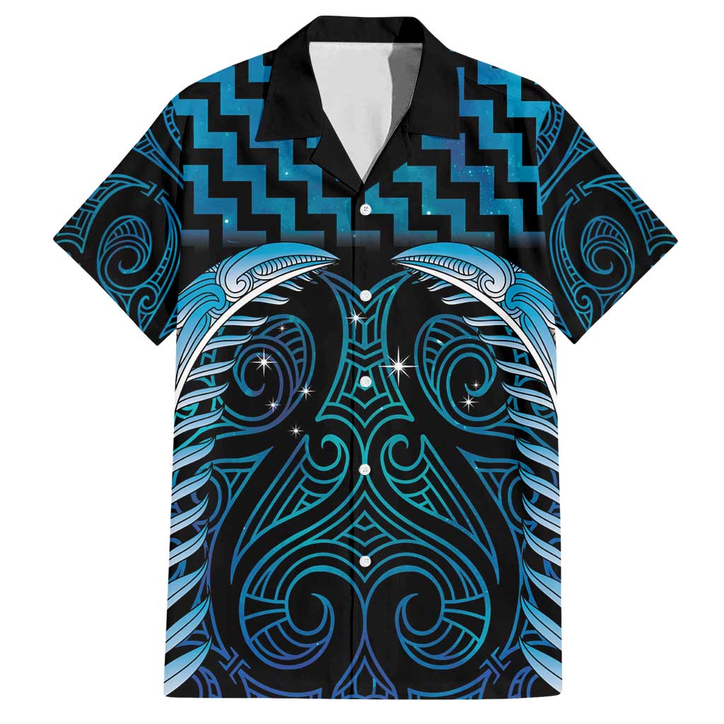 Blue Matariki New Zealand Family Matching Off Shoulder Maxi Dress and Hawaiian Shirt Maori Poutama Galaxy Vibes
