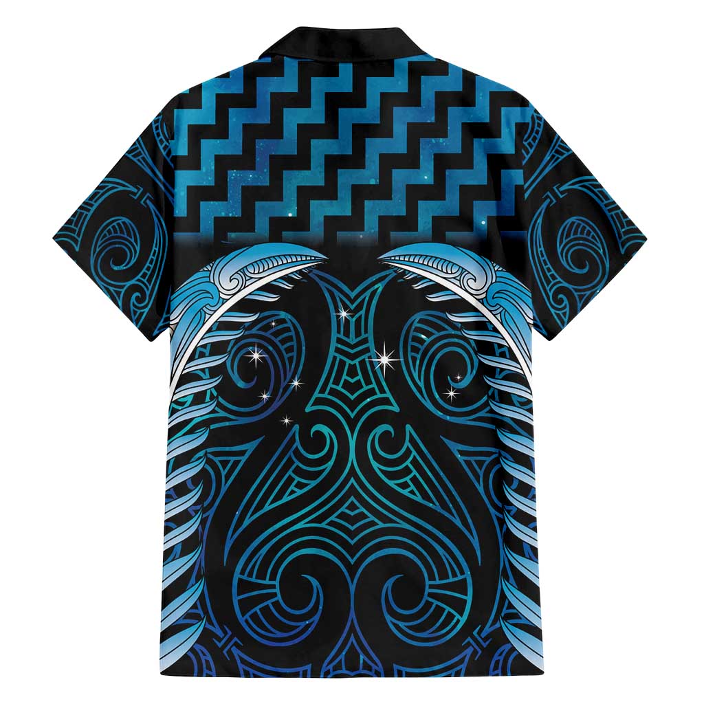Blue Matariki New Zealand Family Matching Off Shoulder Maxi Dress and Hawaiian Shirt Maori Poutama Galaxy Vibes