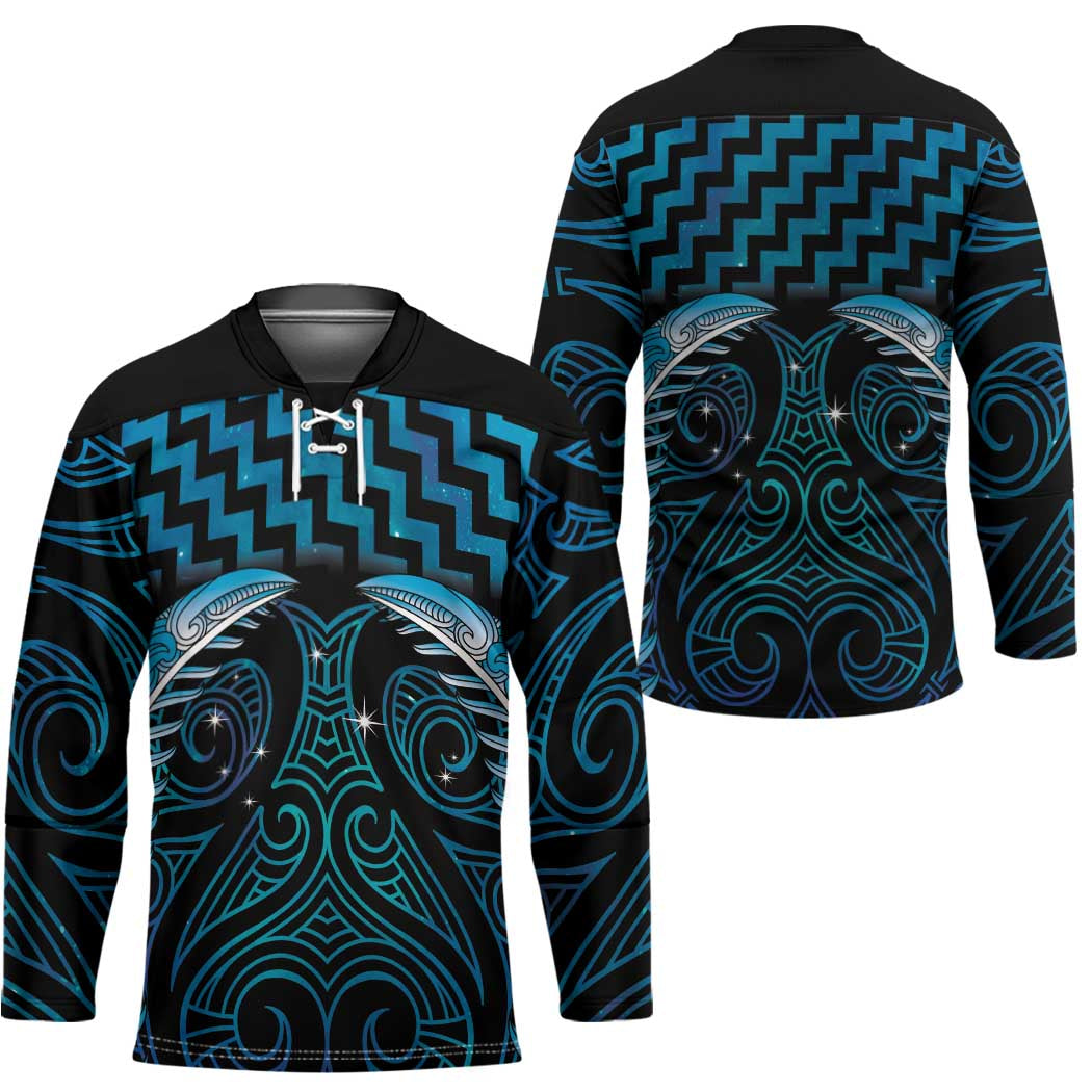 Blue Matariki New Zealand Hockey Jersey Maori Poutama Galaxy Vibes - Polynesian Pride