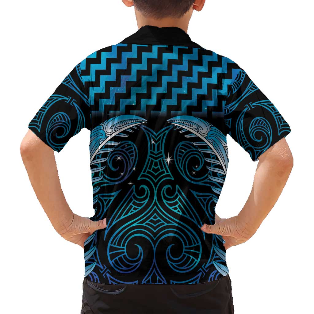 Blue Matariki New Zealand Kid Hawaiian Shirt Maori Poutama Galaxy Vibes LT14 - Polynesian Pride