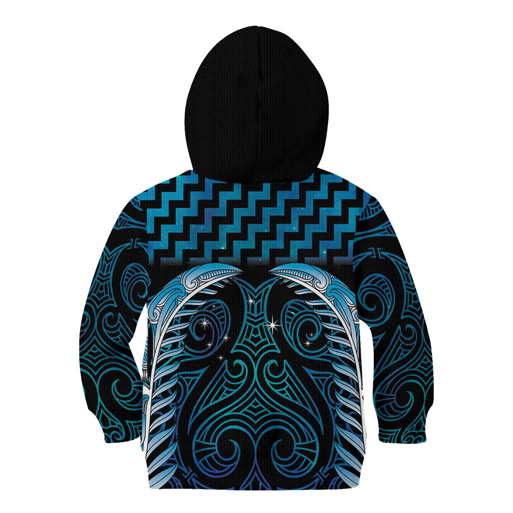 Blue Matariki New Zealand Kid Hoodie Maori Poutama Galaxy Vibes