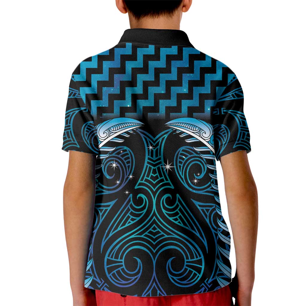 Blue Matariki New Zealand Kid Polo Shirt Maori Poutama Galaxy Vibes LT14 - Polynesian Pride