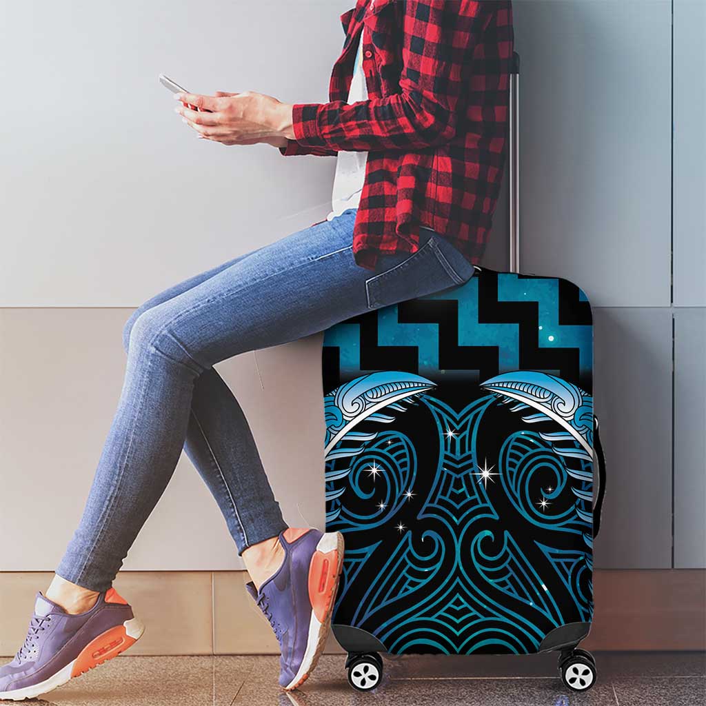 Blue Matariki New Zealand Luggage Cover Maori Poutama Galaxy Vibes LT14 - Polynesian Pride