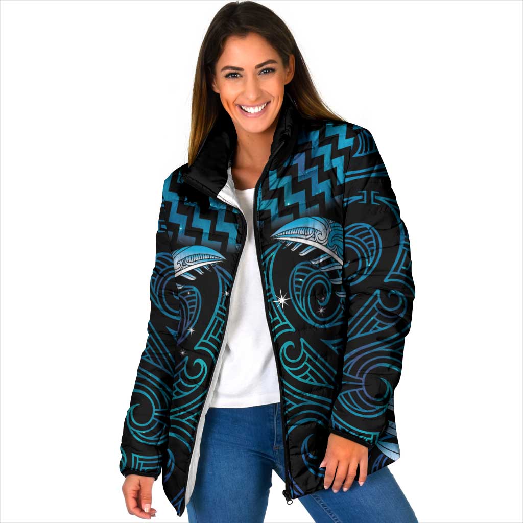 Blue Matariki New Zealand Padded Jacket Maori Poutama Galaxy Vibes - Polynesian Pride