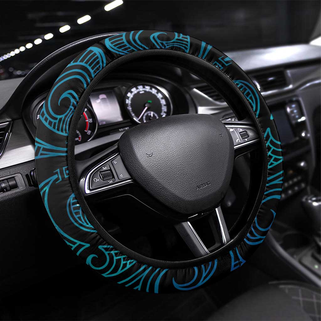 Blue Matariki New Zealand Steering Wheel Cover Maori Poutama Galaxy Vibes LT14 Universal Fit Blue - Polynesian Pride