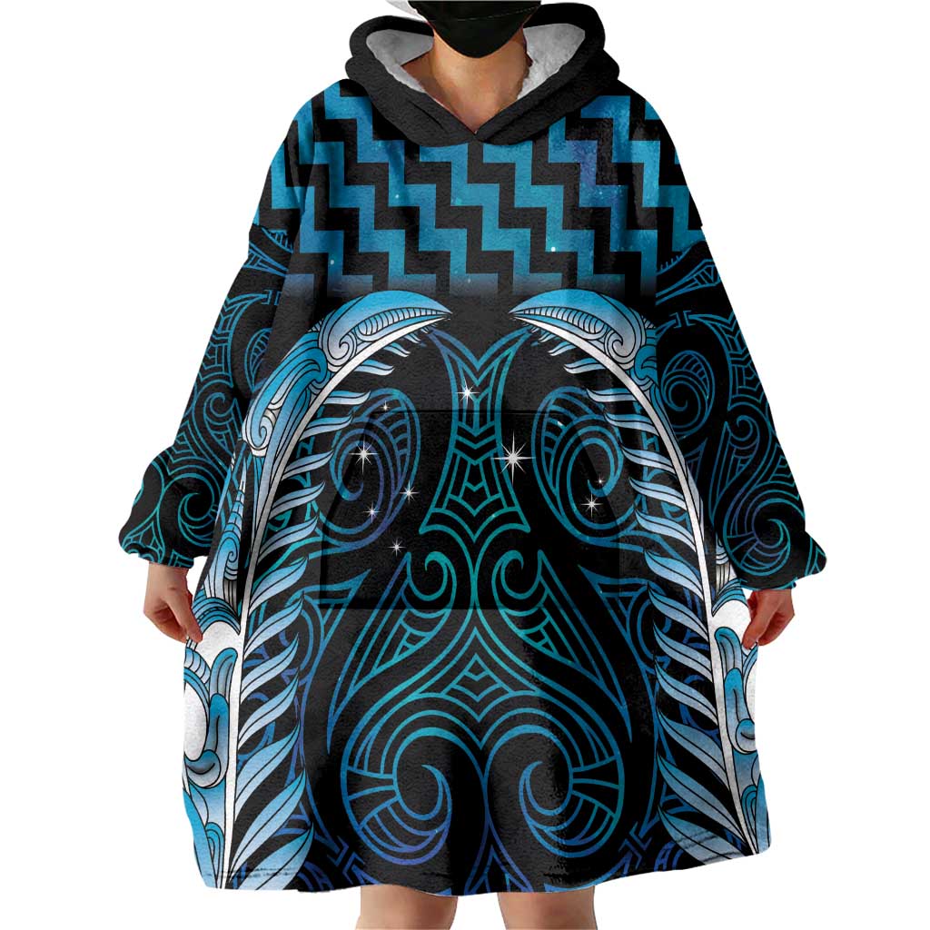 Blue Matariki New Zealand Wearable Blanket Hoodie Maori Poutama Galaxy Vibes LT14 - Polynesian Pride