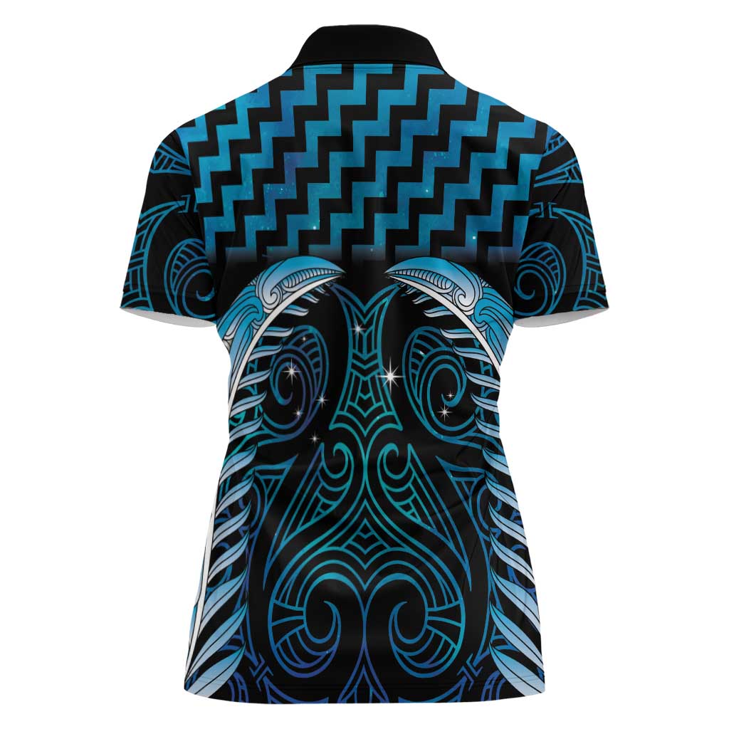 Blue Matariki New Zealand Women Polo Shirt Maori Poutama Galaxy Vibes