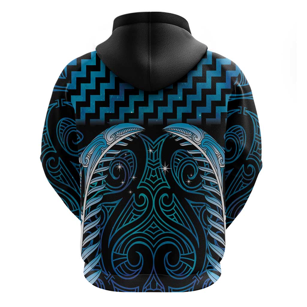 Blue Matariki New Zealand Zip Hoodie Maori Poutama Galaxy Vibes LT14 - Polynesian Pride