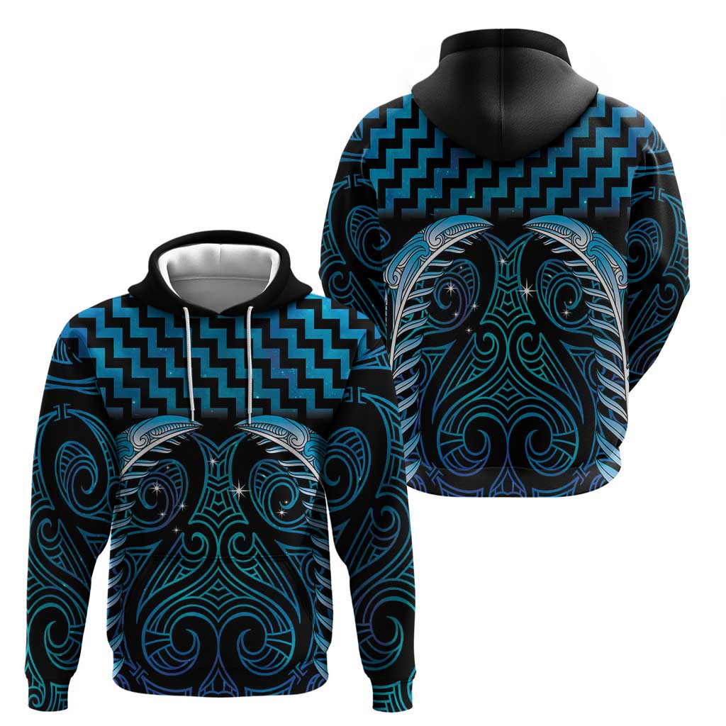 Blue Matariki New Zealand Zip Hoodie Maori Poutama Galaxy Vibes LT14 - Polynesian Pride