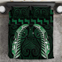 Green Matariki New Zealand Bedding Set Maori Poutama Galaxy Vibes LT14 Green - Polynesian Pride