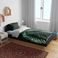 Green Matariki New Zealand Bedding Set Maori Poutama Galaxy Vibes LT14 - Polynesian Pride