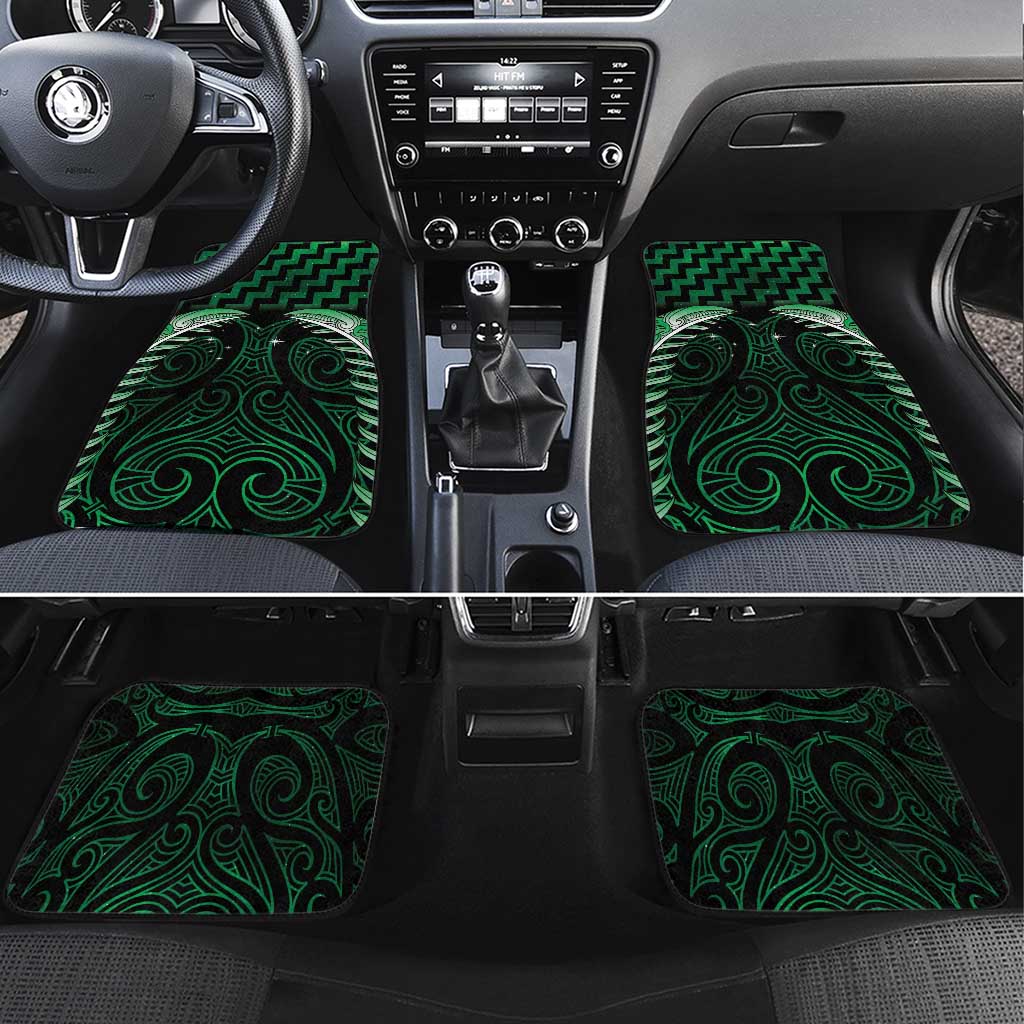 Green Matariki New Zealand Car Mats Maori Poutama Galaxy Vibes LT14 Set 4pcs Green - Polynesian Pride