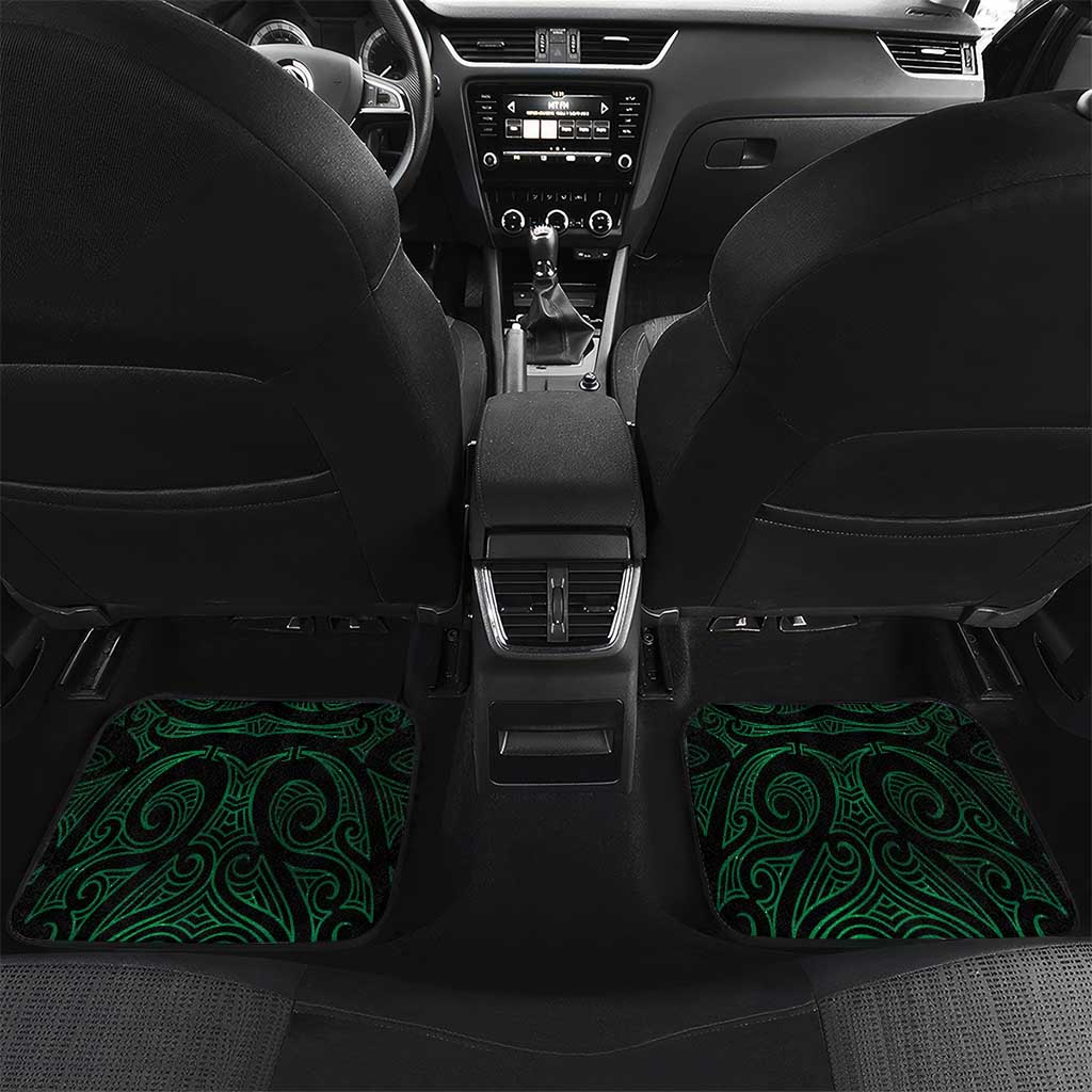 Green Matariki New Zealand Car Mats Maori Poutama Galaxy Vibes LT14 Set 2pcs - Back Green - Polynesian Pride