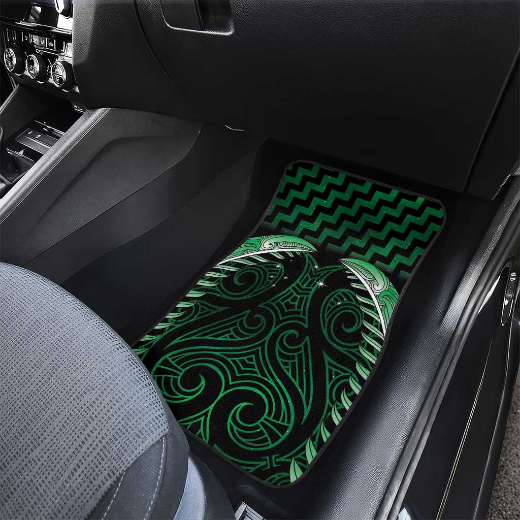 Green Matariki New Zealand Car Mats Maori Poutama Galaxy Vibes LT14 - Polynesian Pride