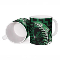 Green Matariki New Zealand Ceramic Mug Maori Poutama Galaxy Vibes - Polynesian Pride