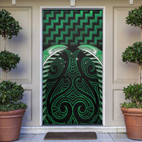 Green Matariki New Zealand Door Cover Maori Poutama Galaxy Vibes - Polynesian Pride