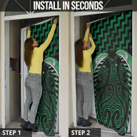 Green Matariki New Zealand Door Cover Maori Poutama Galaxy Vibes - Polynesian Pride