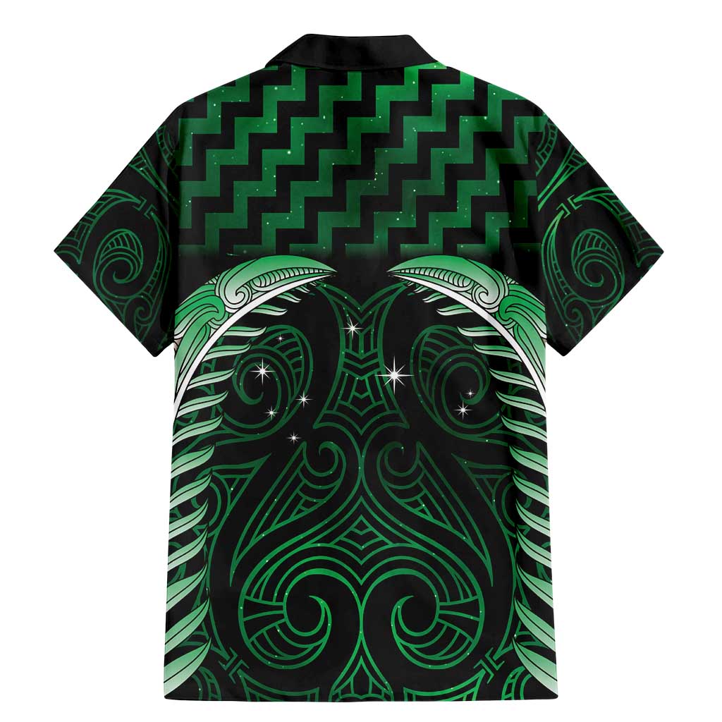 Green Matariki New Zealand Family Matching Mermaid Dress and Hawaiian Shirt Maori Poutama Galaxy Vibes