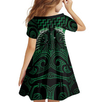Green Matariki New Zealand Family Matching Short Sleeve Bodycon Dress and Hawaiian Shirt Maori Poutama Galaxy Vibes