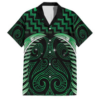 Green Matariki New Zealand Family Matching Short Sleeve Bodycon Dress and Hawaiian Shirt Maori Poutama Galaxy Vibes