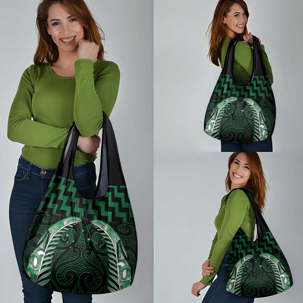Green Matariki New Zealand Grocery Bag Maori Poutama Galaxy Vibes LT14 - Polynesian Pride